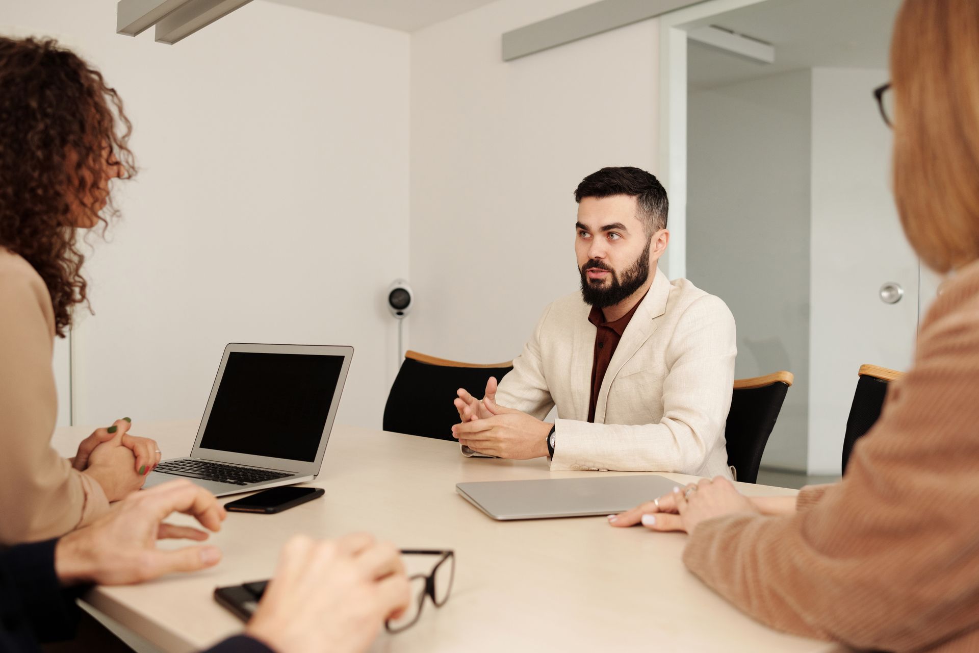 Business meeting around a table