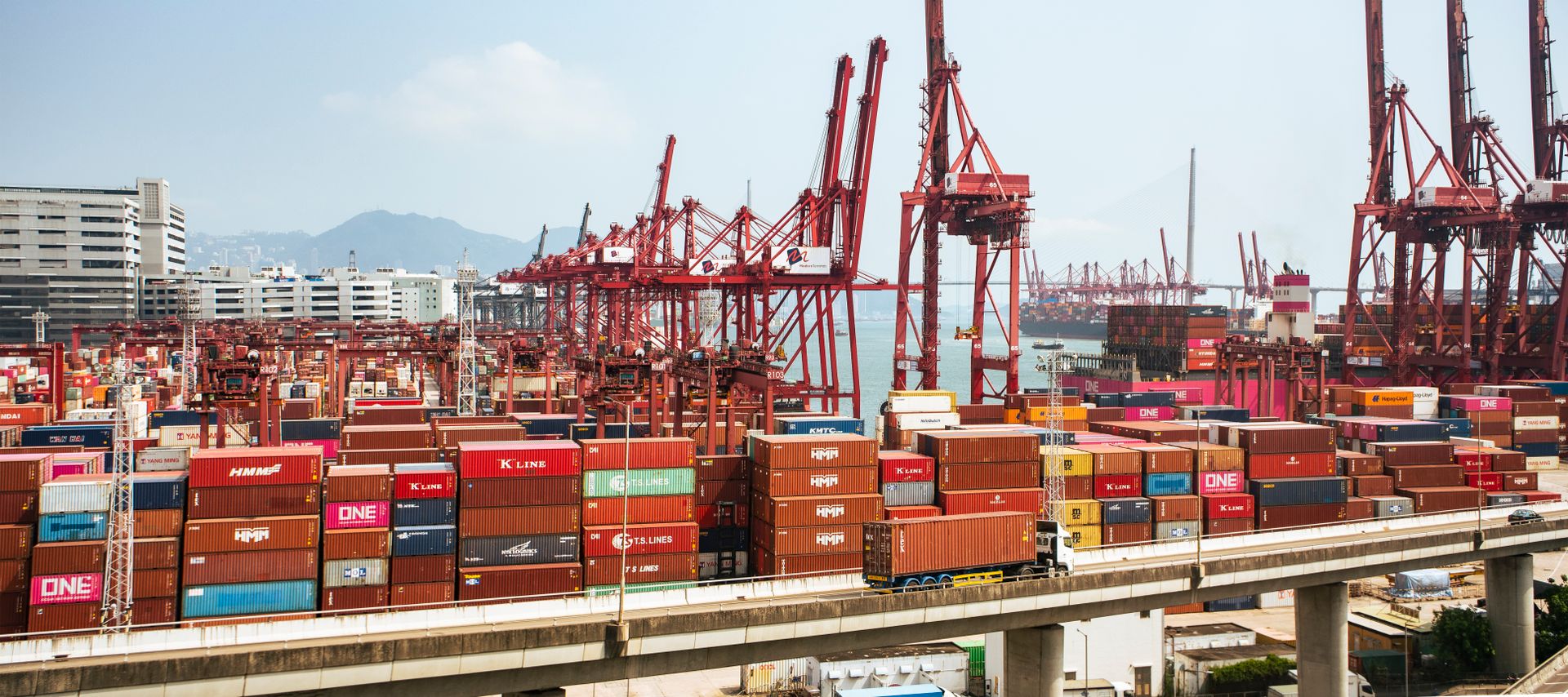 Cargo containers at a port